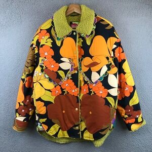 Celia B  Floral Print Sherpa Lined Puffer Jacket Womens XS